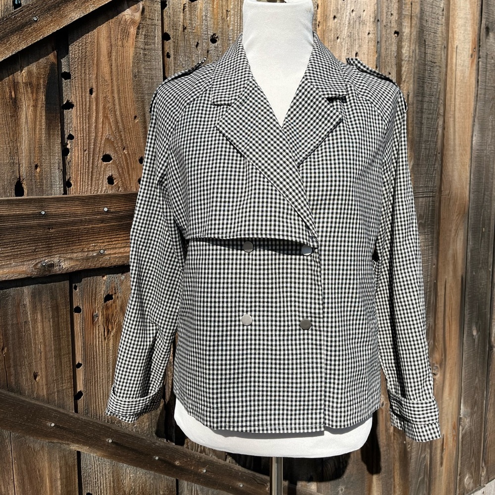 La Reine Blanche Black White Plaid Jacket Size  46/ Women’s  Size 12